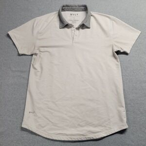 BYLT Drop Cut Athletic Lux Active Collared Polo Shirt White Dot Size Large Men's